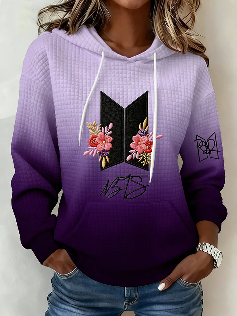 Women's Retro Leisure Print Hoodie