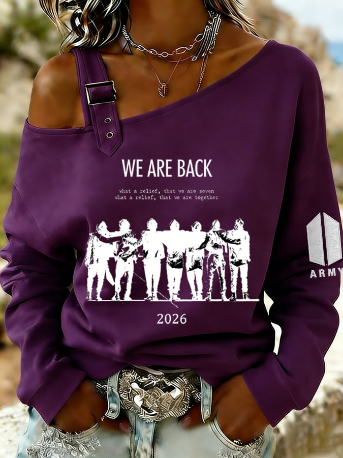 🔥Buy 3 Get 15% Off🔥Women's Retro Leisure  Print Off-The-Shoulder Sweatshirt