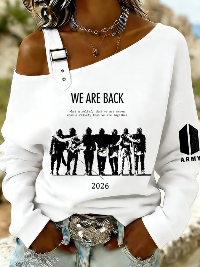 🔥Buy 3 Get 15% Off🔥Women's Retro Leisure  Print Off-The-Shoulder Sweatshirt