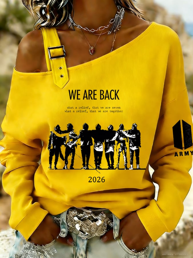 🔥Buy 3 Get 15% Off🔥Women's Retro Leisure  Print Off-The-Shoulder Sweatshirt